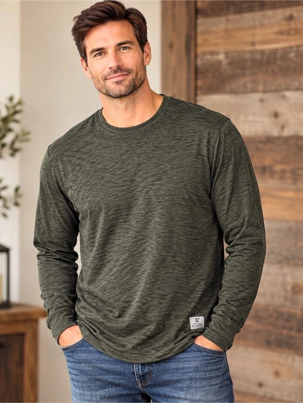 Rugged Elements Men's Long Sleeve Tee in Green Size XL Like New